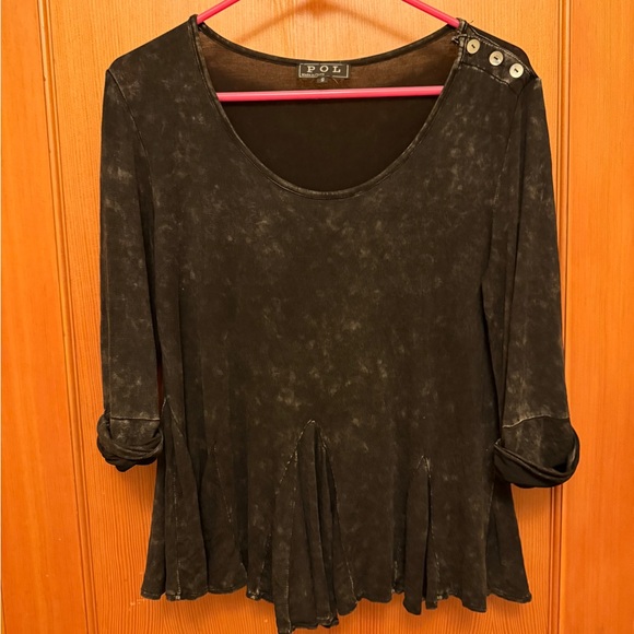 POL Tops - POL Black Peplum Blouse with 3/4 Sleeves